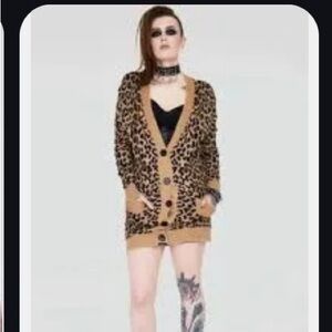 Jawbreaker Leopard Print Cardigan Sweater S small